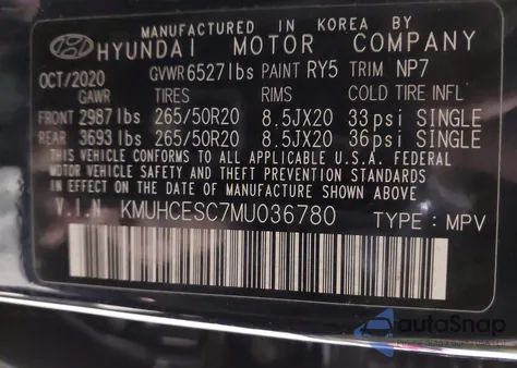 2021 Genesis Gv80 3.5T Awd Advanced z USA, uszkodzony, nr VIN KMUHCESC7MU036780